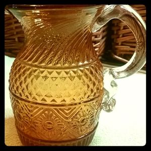 🌻VINTAGE🌻Amber Depression Glass Mini Pitcher EUC